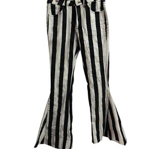 Striped Black and White Flared/bell bottom Women Jeans